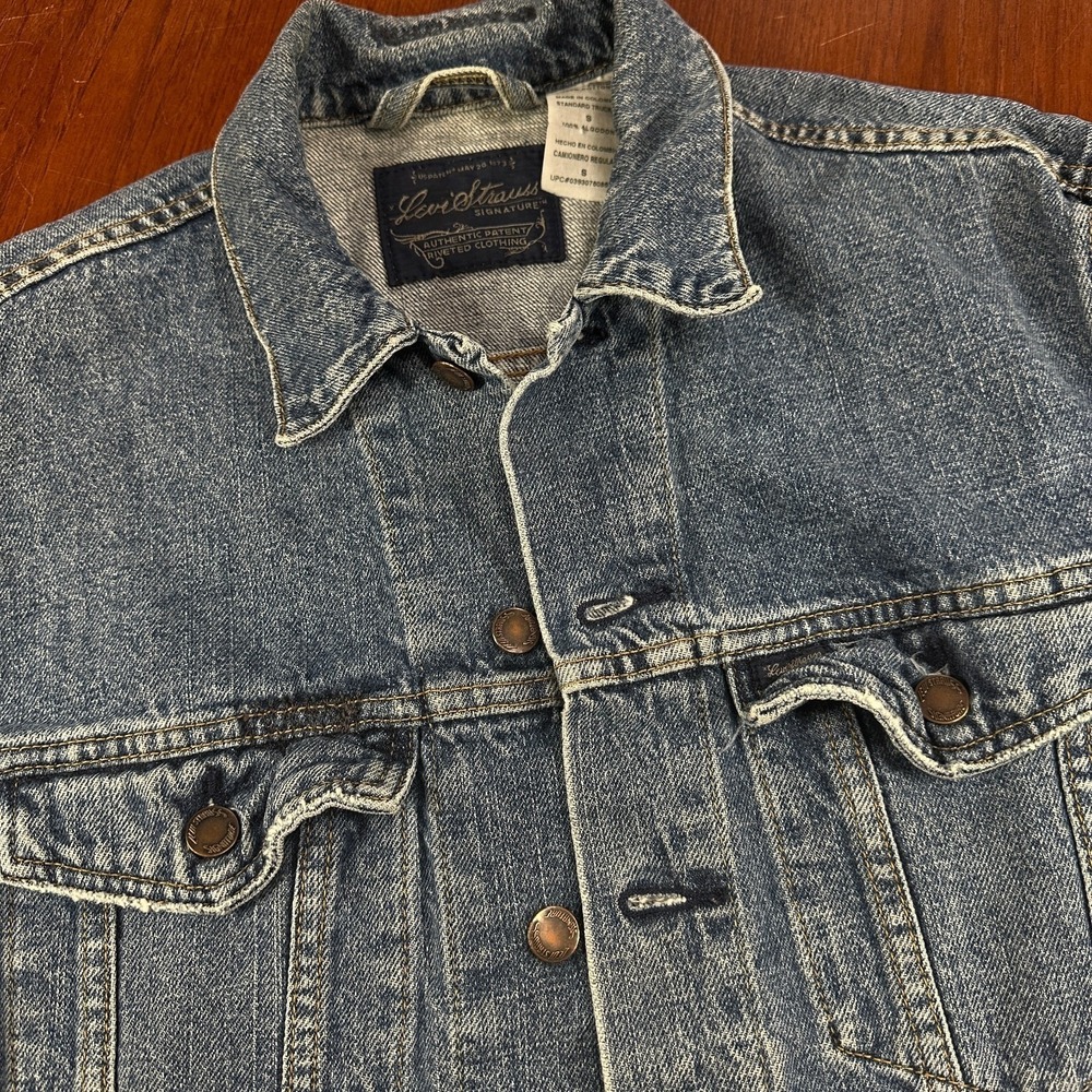 Vintage Levi Strauss Signature Denim Trucker Jacket Sz S Gorpcore Workwear Indie - Picture 7 of 14
